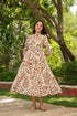 Women Abstract Printed Pure Cotton Tiered Fit & Flare Midi Dress